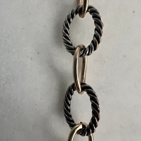 Gold and silver tone textured long sophisticated chain link adjustable necklace - Picture 4 of 6